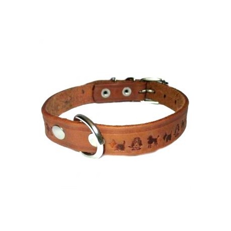 Collar piel 2cm natural estampado perros