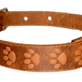 Collar piel 1.2cm natural estampado huellas