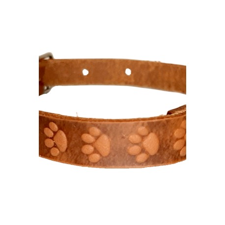 Collar piel 1.2cm natural estampado huellas